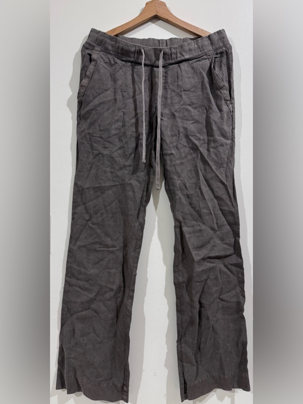 James Perse Drawstring Wide-Leg Lounge Pants in Charcoal Gray